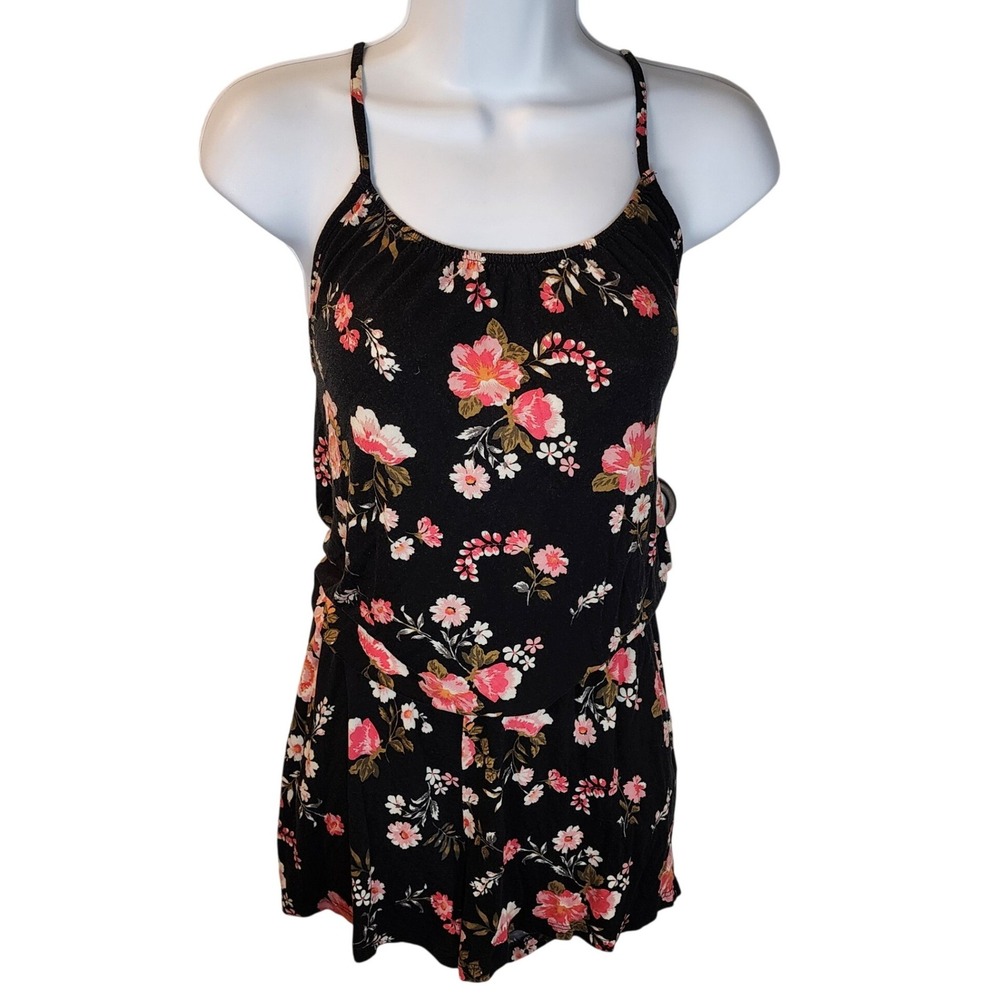 Lascana for Venus Womens Floral Romper Black Pink Medium Pockets Jumper Boho